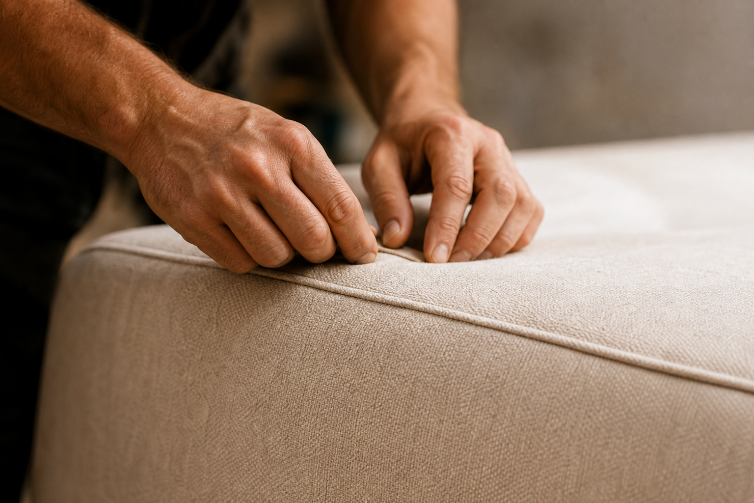 Artesano tapizando un mueble Nova Living