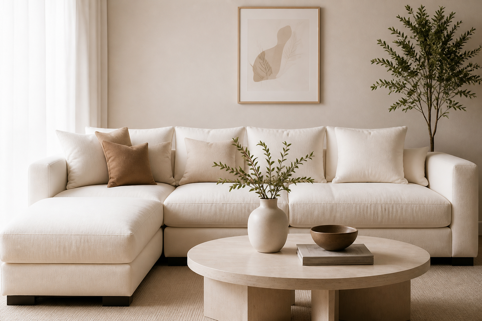 Sofá Nova Living en un espacio cálido y contemporáneo